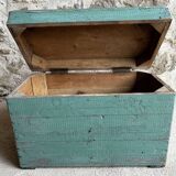 Patinated green wooden chest
