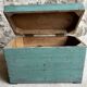 Patinated green wooden chest