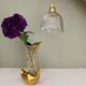 Suspension tulipe vintage en verre strié