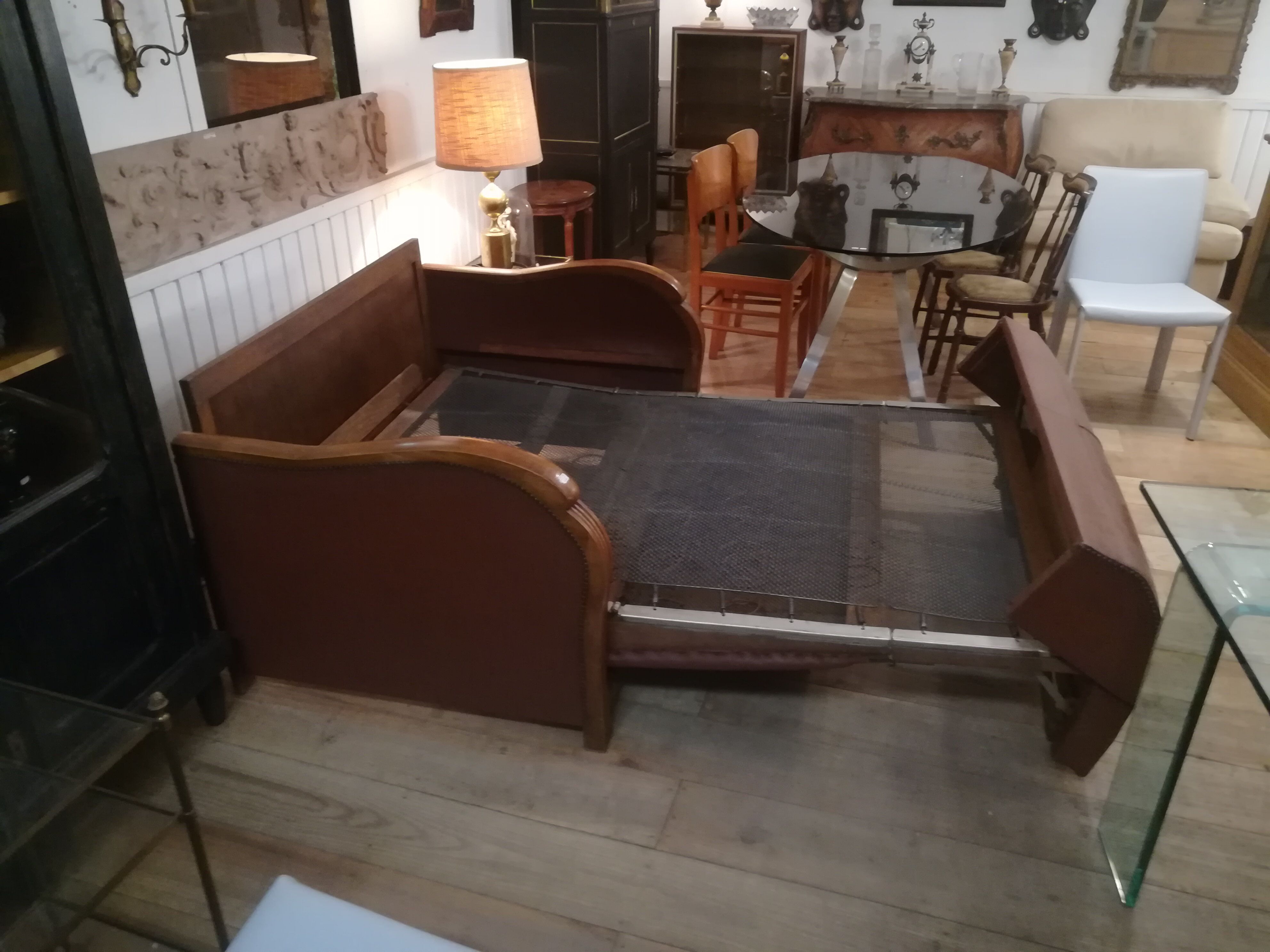 Leather art deco sofa