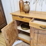 Old solid wood sideboard 2 doors and 2 drawers renovated