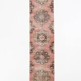 3x13 Pale Red Vintage Runner Rug, 85x388Cm