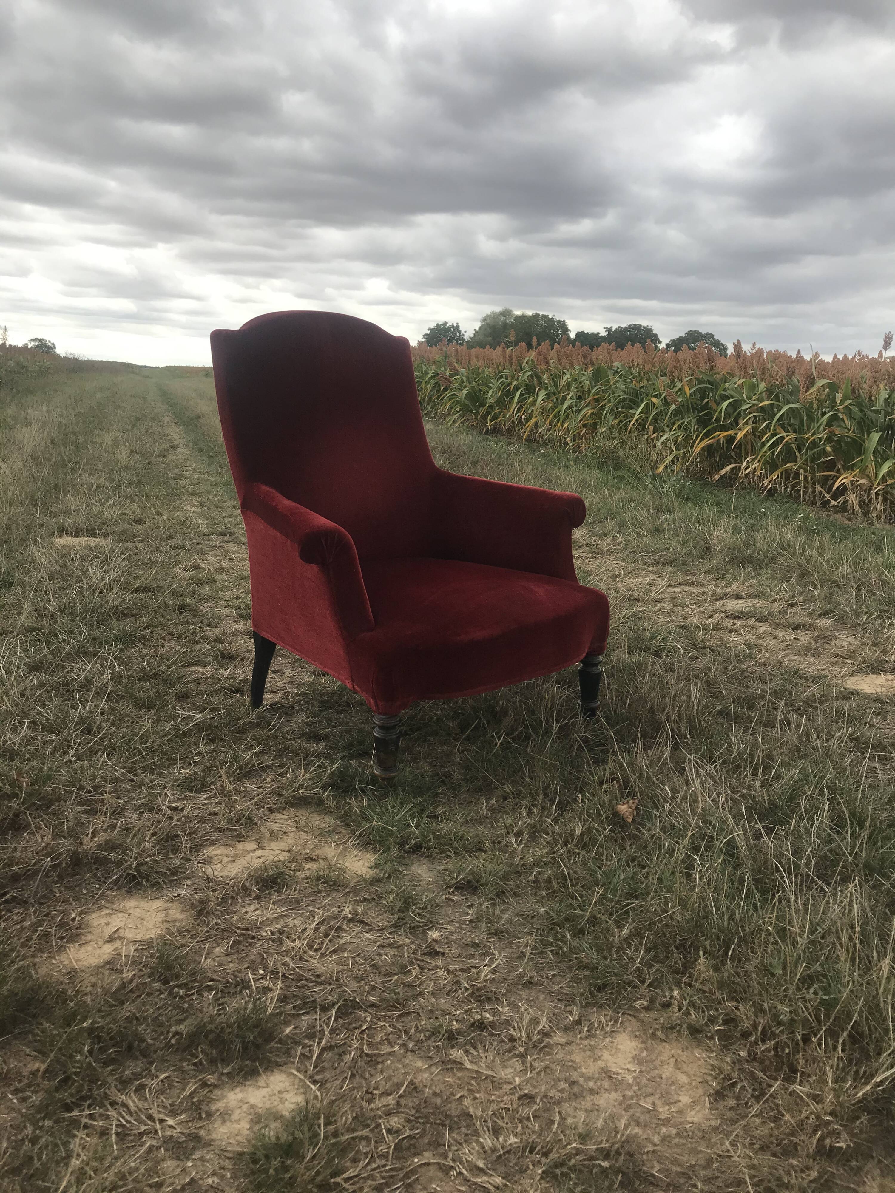 Bordeaux velvet english armchair