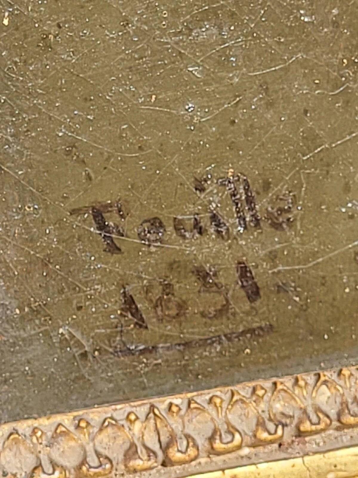 Antique  Portrait Painting Gentleman Man Oil on Canvas Signed Framed