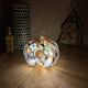 White, orange & brown glass pumpkin lamp – vintage