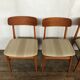 Lot de 4 chaises scandinave teck & tissus beige 1950 1960 vintage design