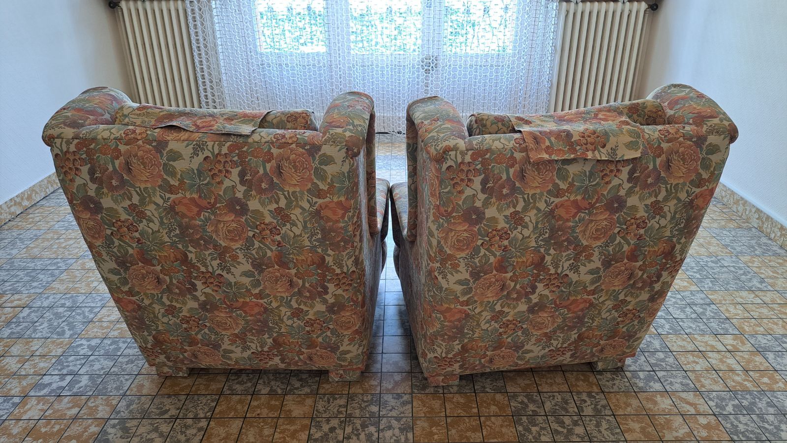 Pair of armchairs in fabric
