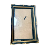 Cadre antique en bois noir et or 24 cm x 16 cm verre convexe