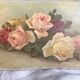 Painting oil on wood flowers bouquet of old roses 1930 signed