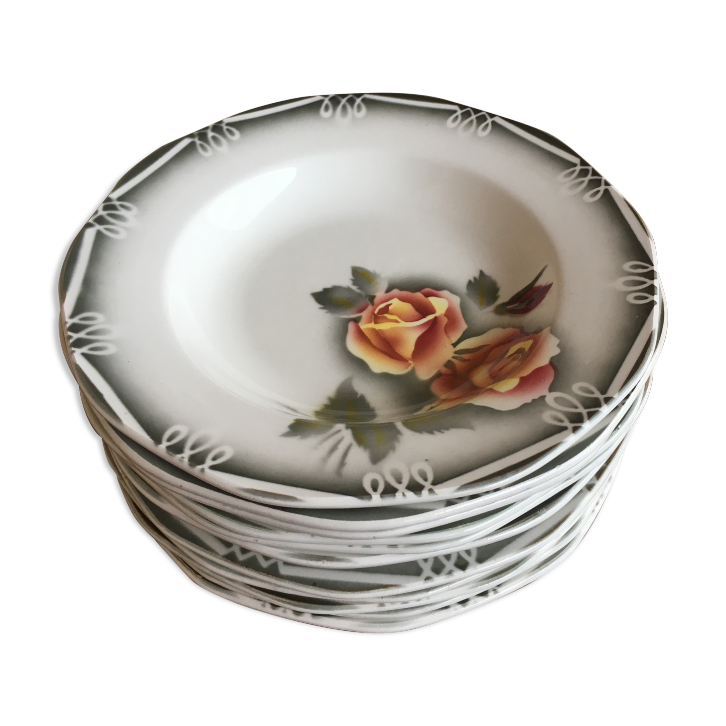 Lot of porcelain plates Digoin from sarreguemines series Odile