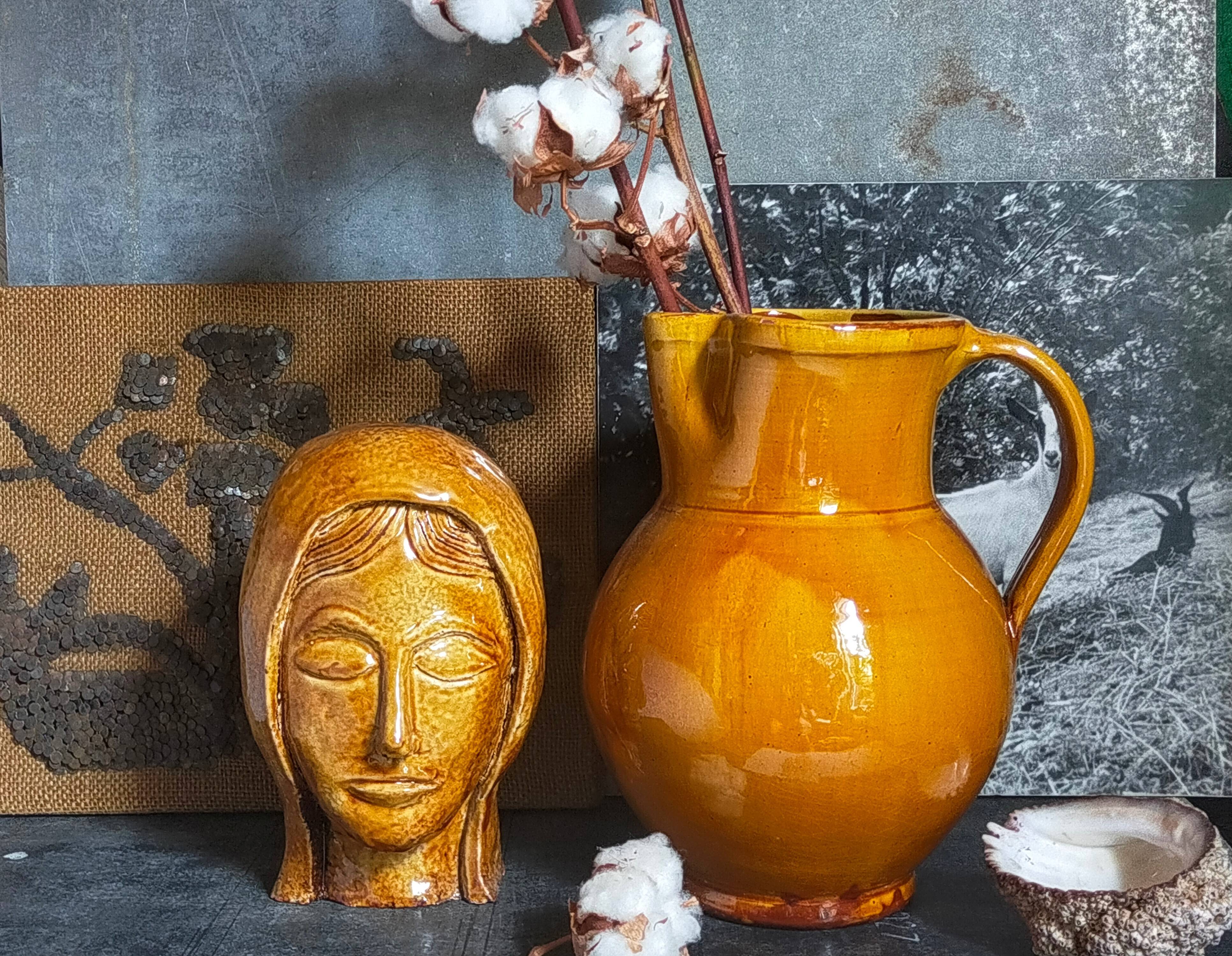 XXL pitcher vintage Provencal pottery from Salernes