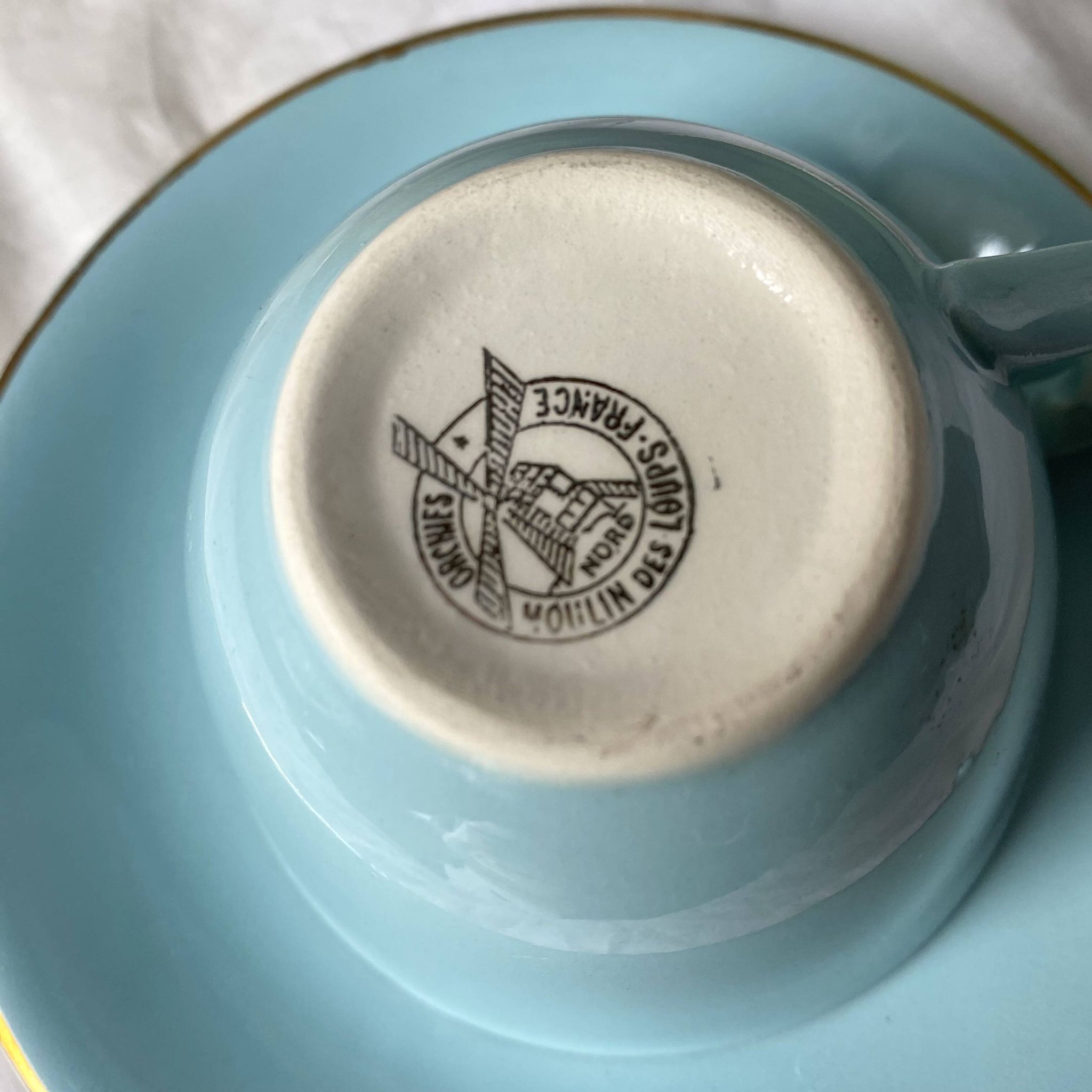 Tasses Moulin des loups  couleur pastel années 60