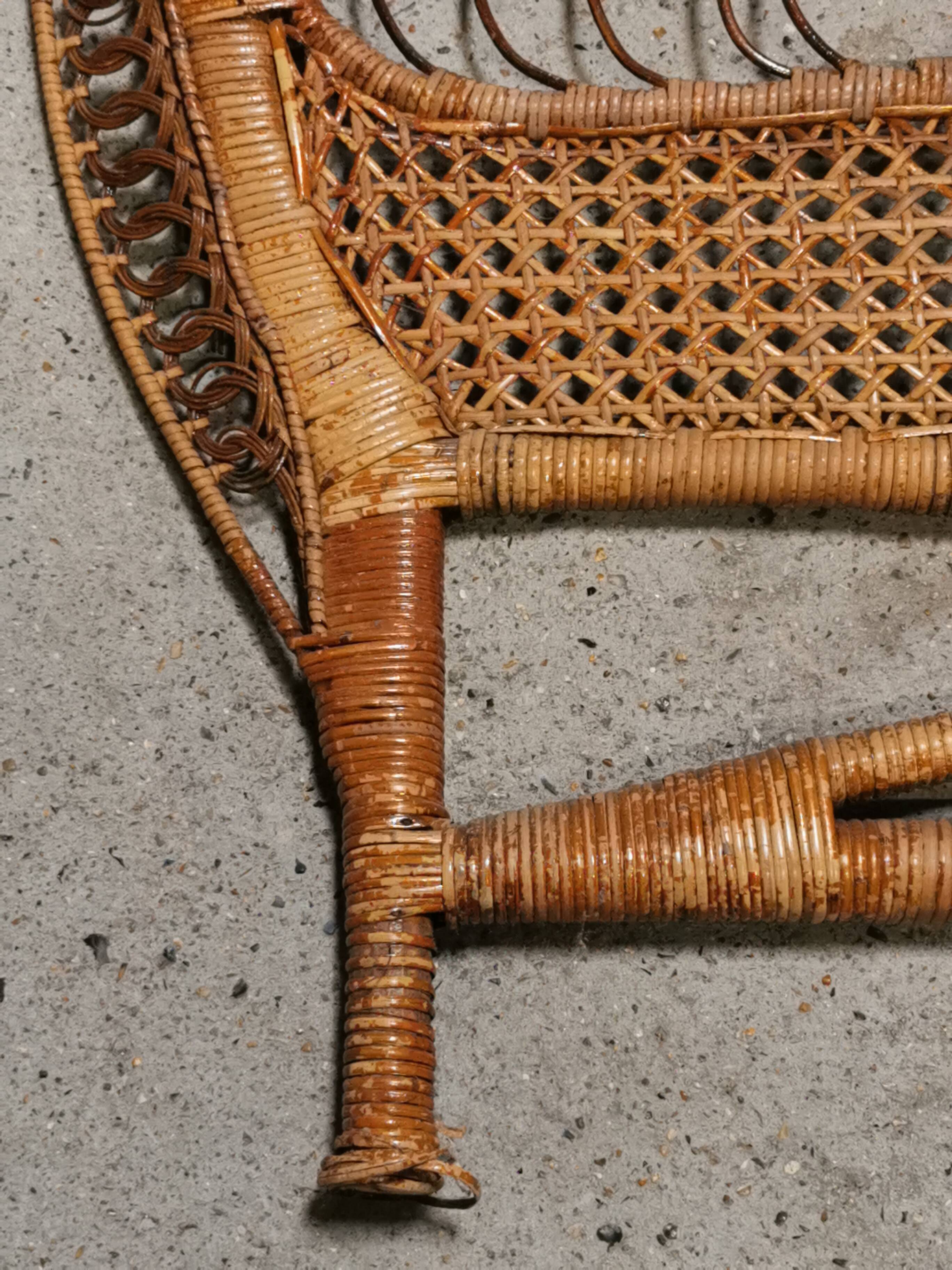 Emmanuelle peacock rattan and cane headboard 1960