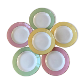 Lot de 6 assiettes creuses Saint-Amand années 60 pastel