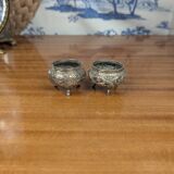 Pair of 800 thousandth Indian Silver Salt Cellars, Early 20th Century, Tableware