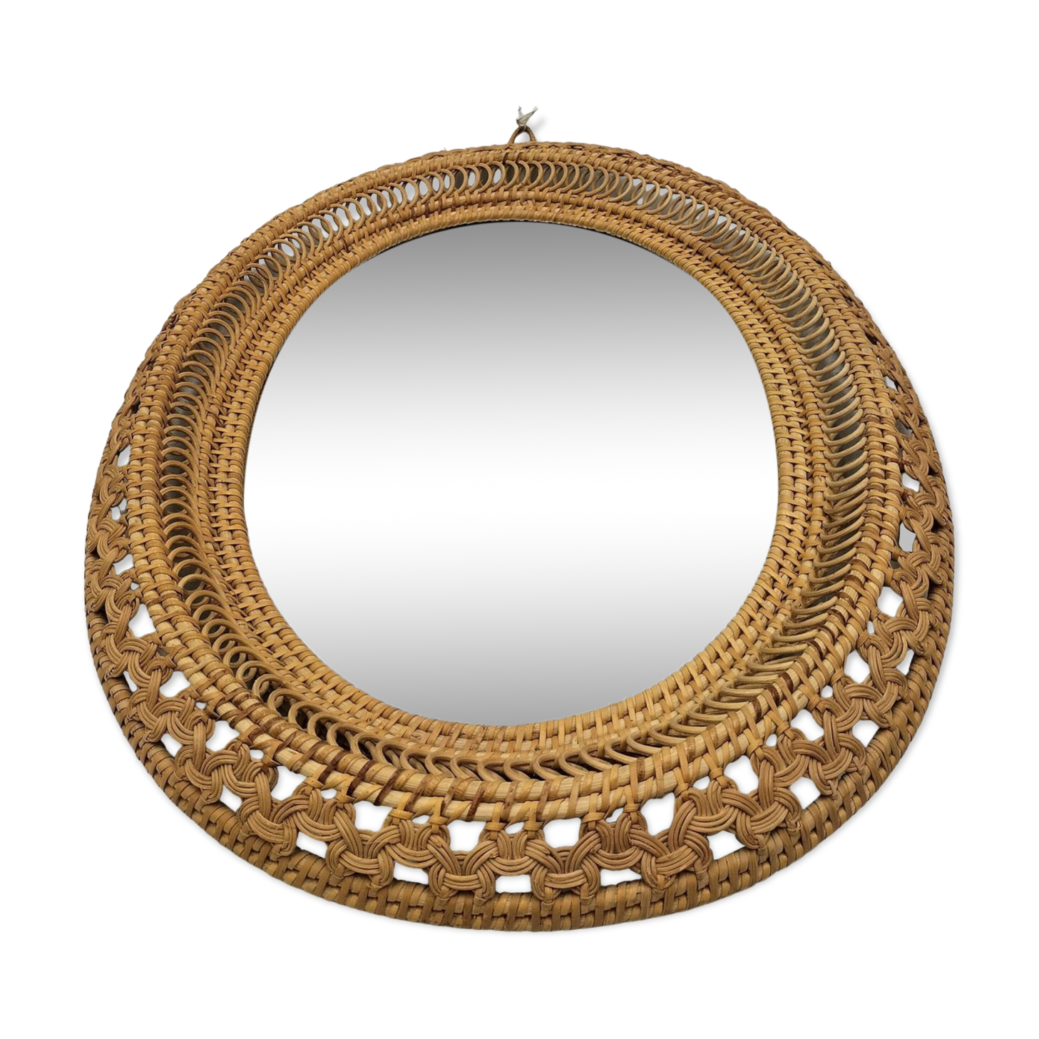 Oval rattan mirror