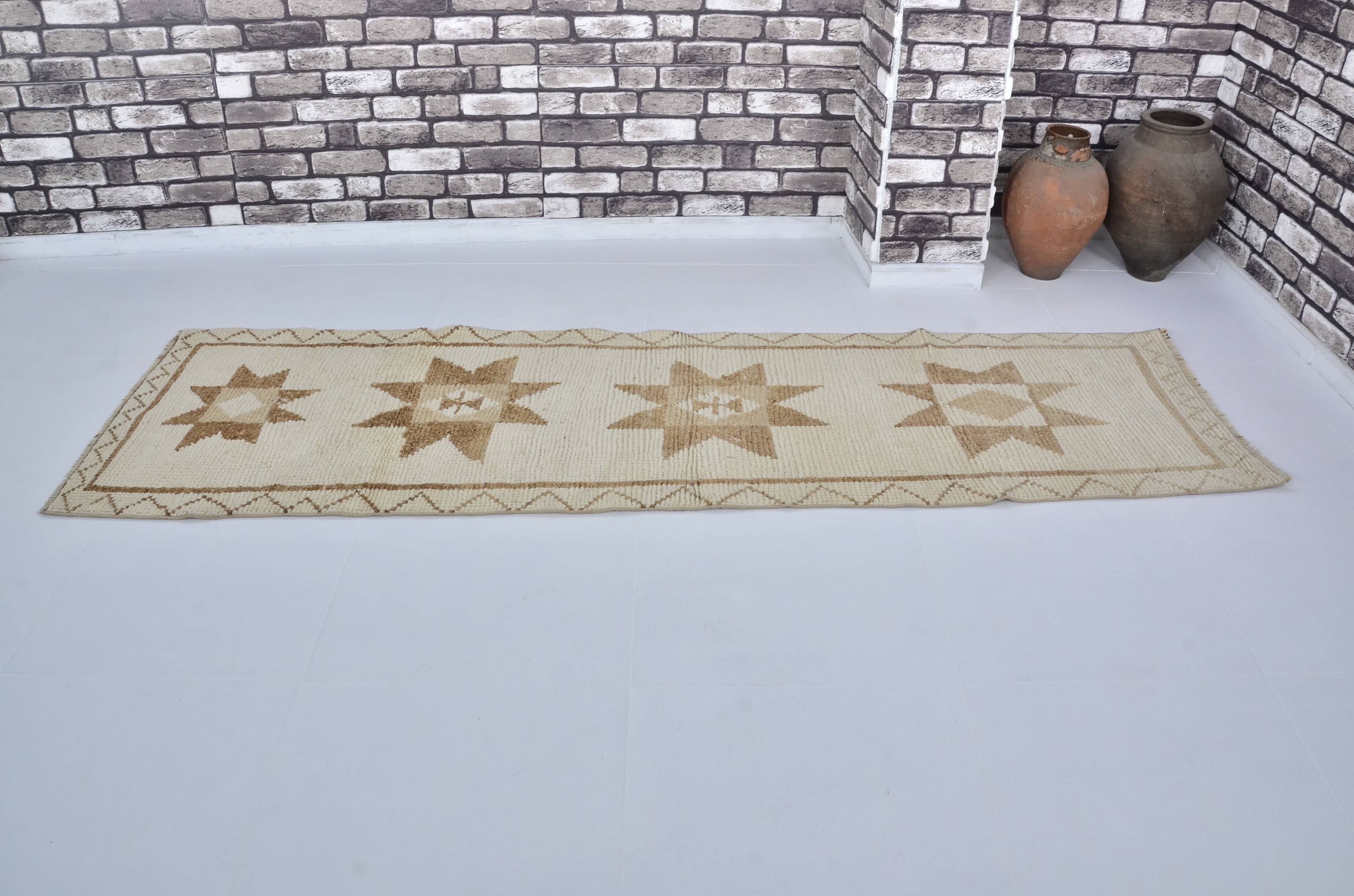 White And Brown Floral Runner Carpet sku 2069