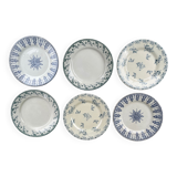 6 Mismatched Gien Iron Earth Dessert Plates