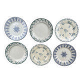 6 Mismatched Gien Iron Earth Dessert Plates