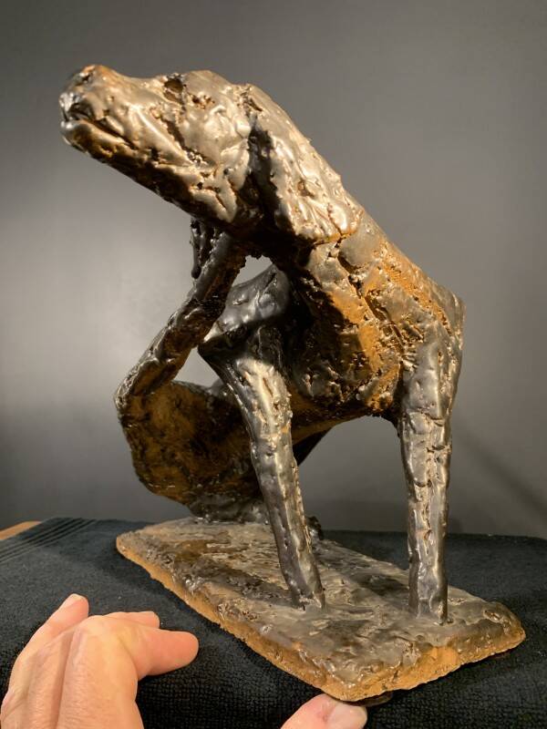 Animal Sculpture Dog, Glazed Stoneware, Unique Piece, 1960s