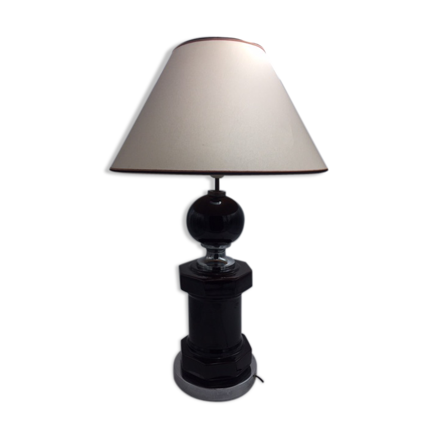 Lamp in ceramic and chrome, 80s