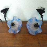 Vintage Wall Sconces with Opaline Glass, 1970s, Set of 2
