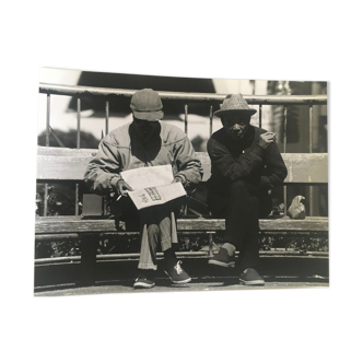 Tirage photo, amis sur un banc, USA années 80