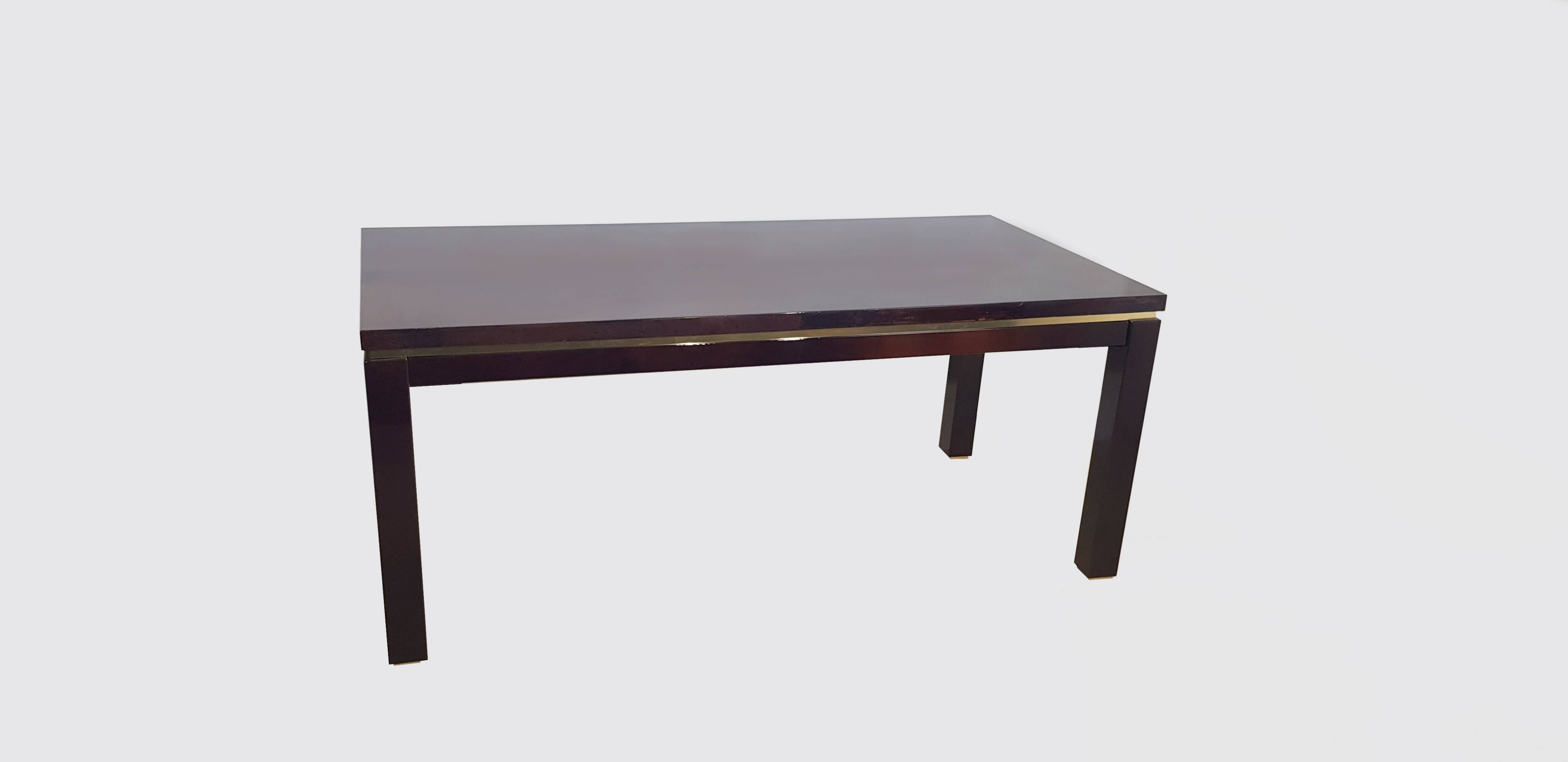 Table à manger italienne en cuir de chèvre par Aldo Tura, années 1970