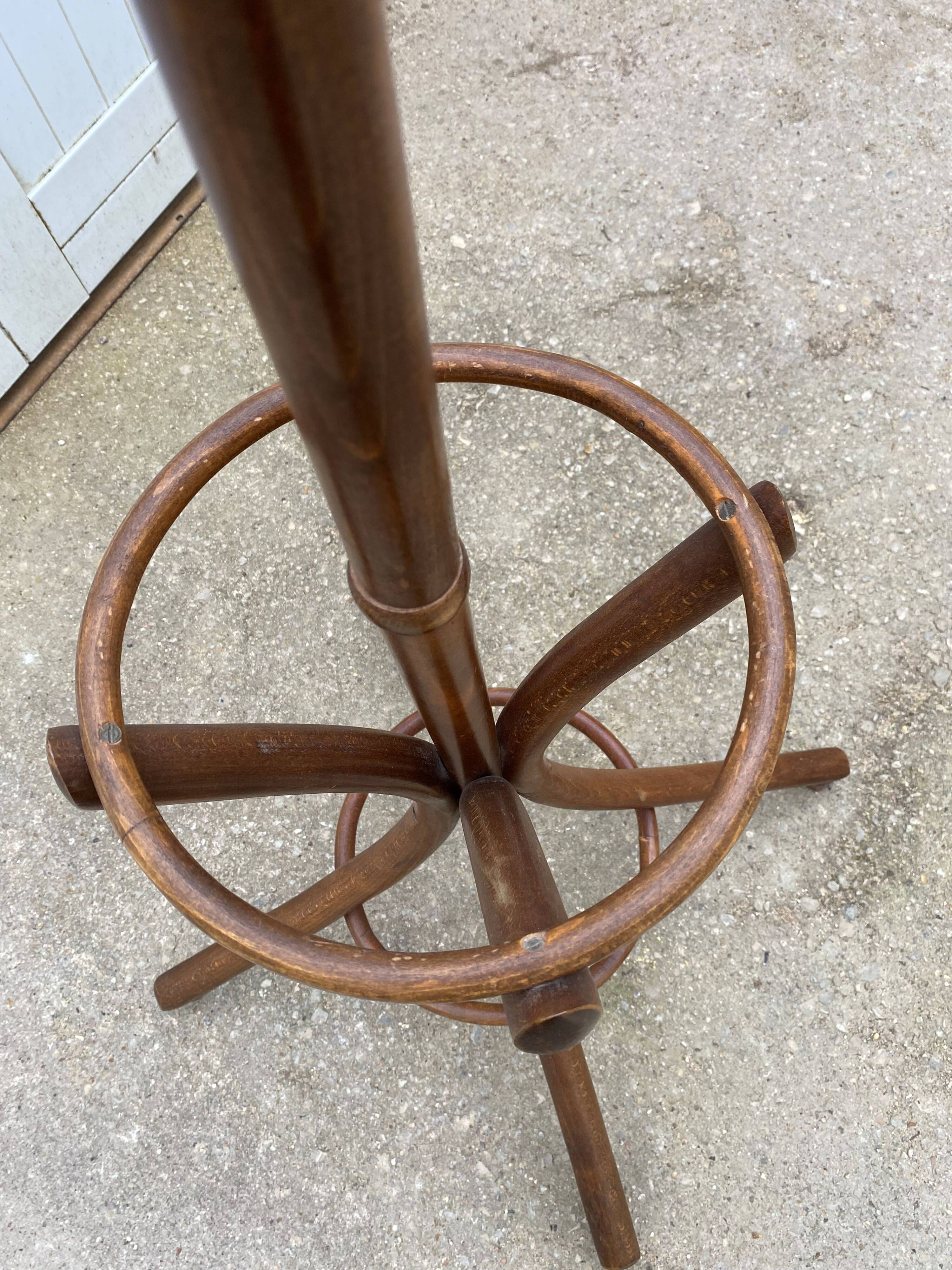 1960s bistro swivel parrot coat rack, curved wood