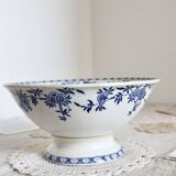 Vintage porcelain salad bowl Dresden - Blue and white floral pattern