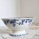 Saladier vintage porcelaine Dresden - Motif fleuri bleu et blanc