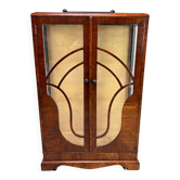 Small Art Deco display cabinet in walnut