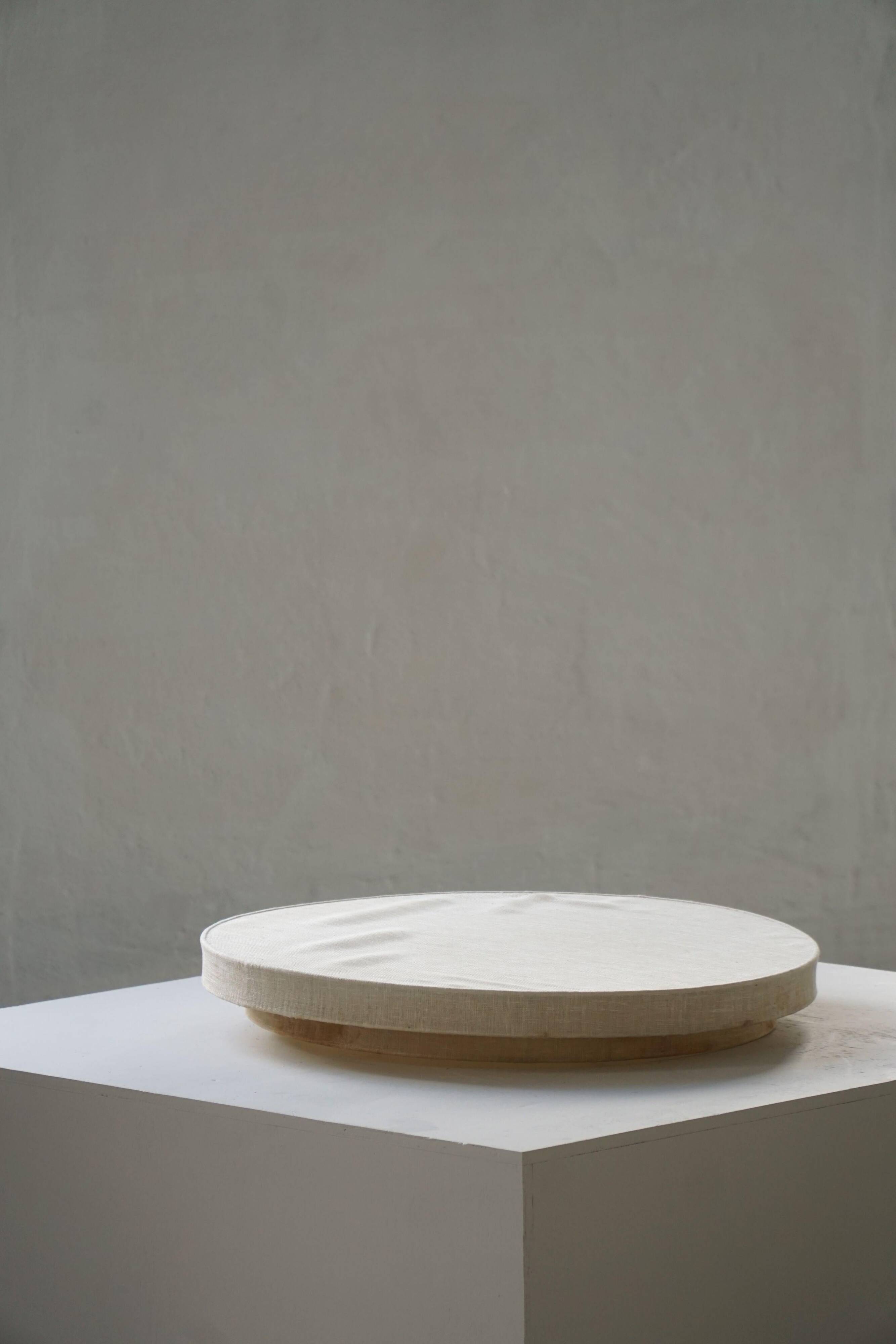 Mid-Century Modern, large round ceiling light in linen, Sweden, 1960s