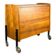 Rolling bar cabinet with interior mirrors, walnut, 60s, vintage