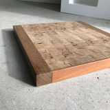 Decorative wooden top with checkerboard effect