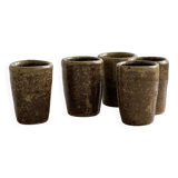 5 coquetiers en grès pyrite, shooter en céramique.