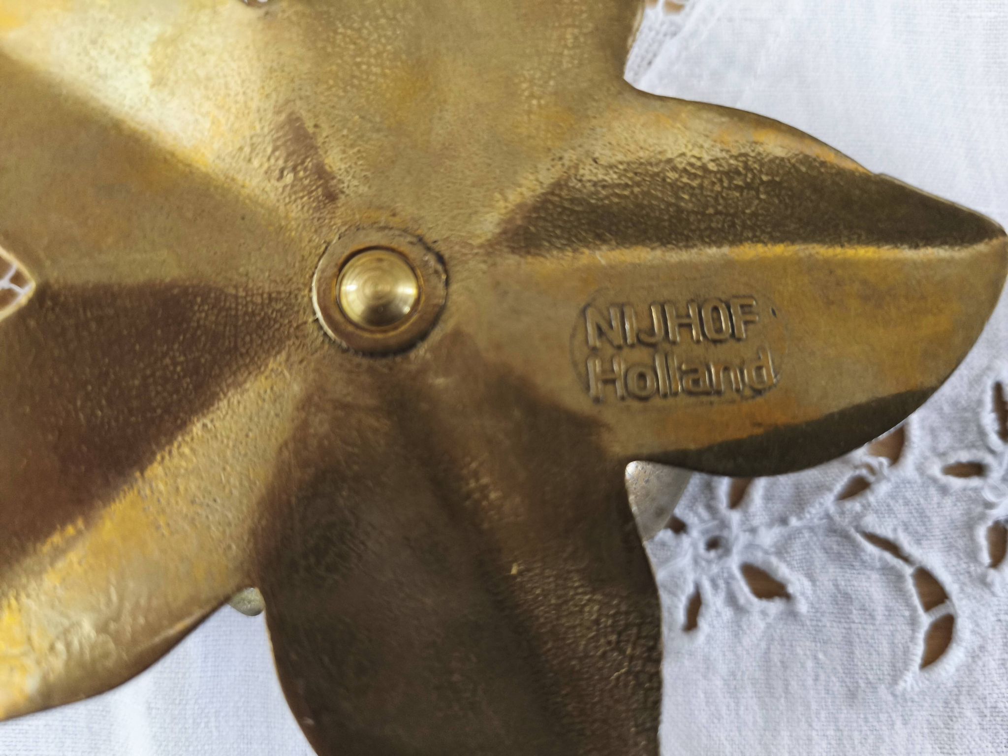 Set of 2 vintage brass flower candle holders NIJHOF Holland