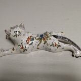 Bouquetière d'applique chat faïence desvres géo martel décor flowers