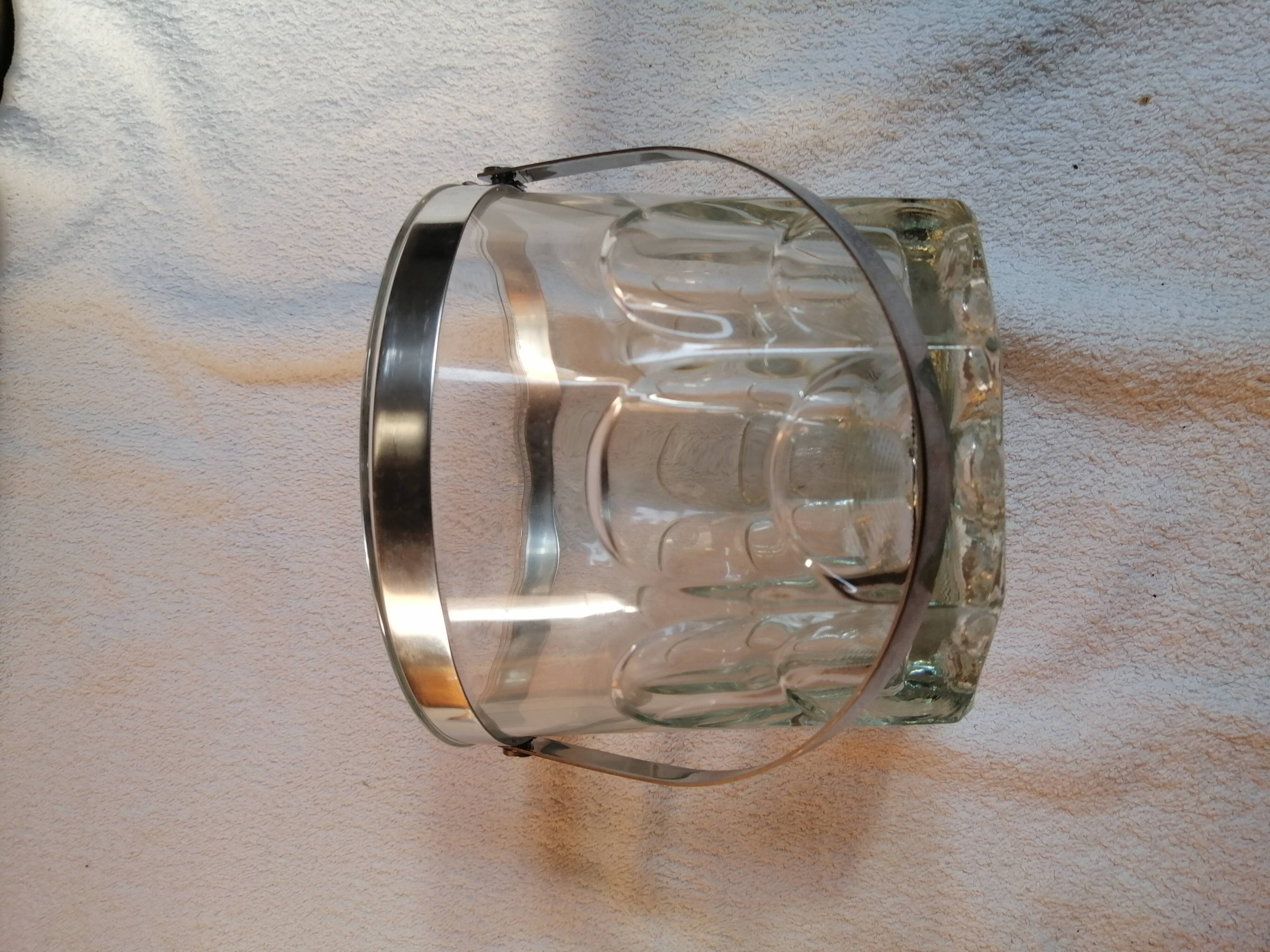 Glass and metal ice bucket