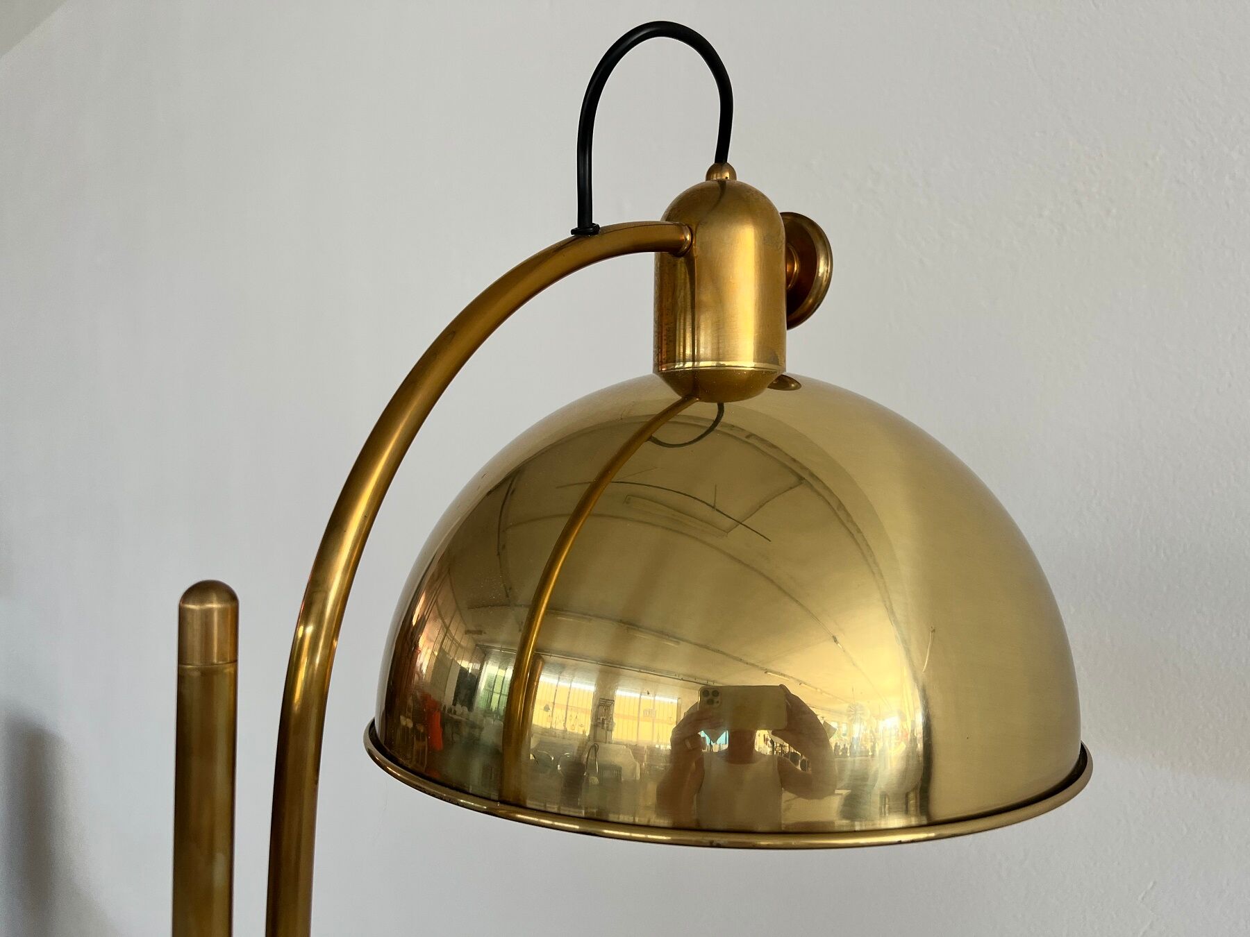 Florian schulz mid-century adjustable floor lamp in full brass, 1970