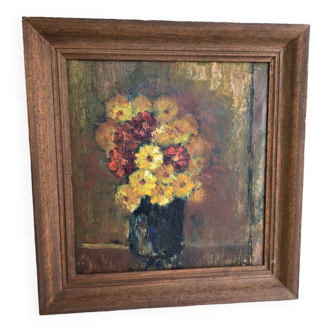 Huile sur panneau bouquet