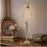 Antique lamp base in patinated brass – fluted column – H 60 cm