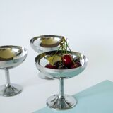 Set of 6 large stainless steel bowls, Tall, Design, 1970, 10 x 10 cm