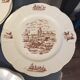 Suite of 9 flat plates in iron earth model burgundy longchamp decor hunting