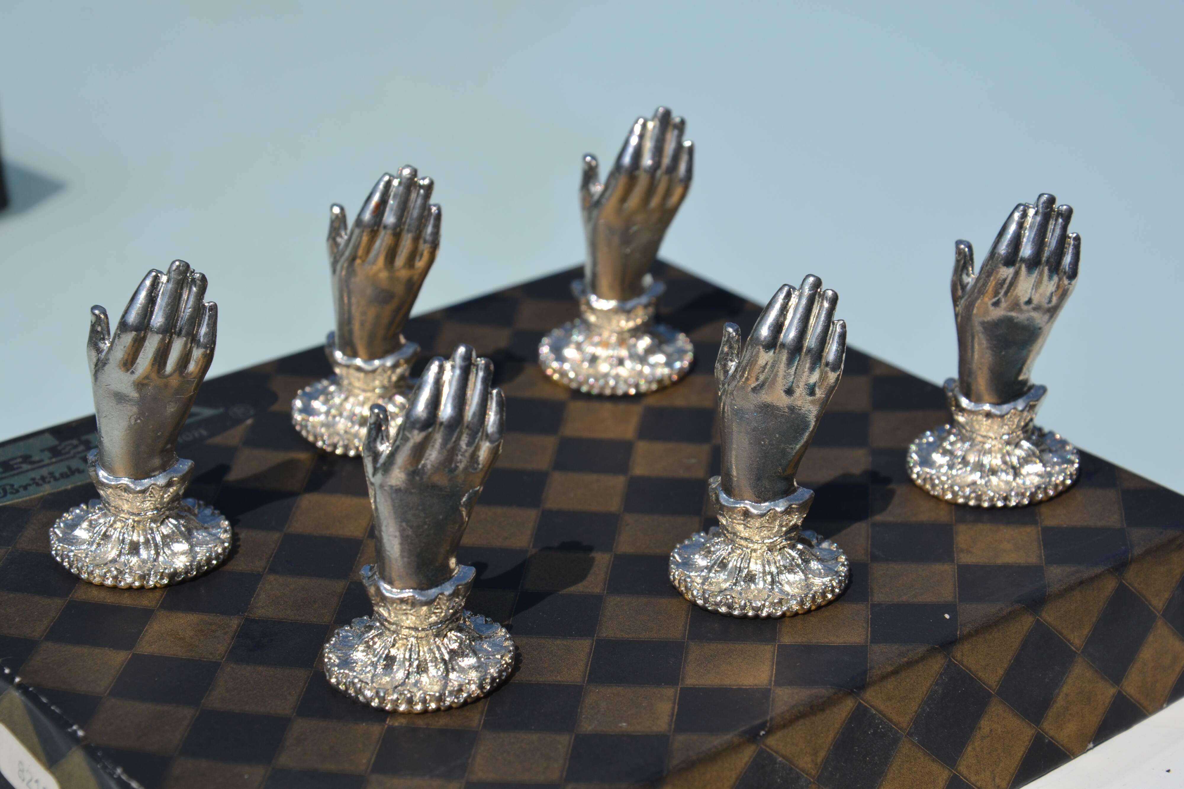6 silver-plated menu holders A British production
