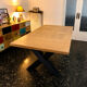 Solid oak dining table with extension 180/260 x 100 cm – X metal leg