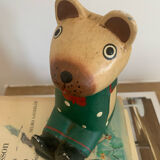 Vintage wooden decorative painted bear from the 60s
