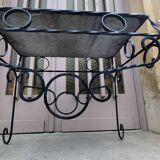 Table basse en fer forgé avec plateau en marbre noir