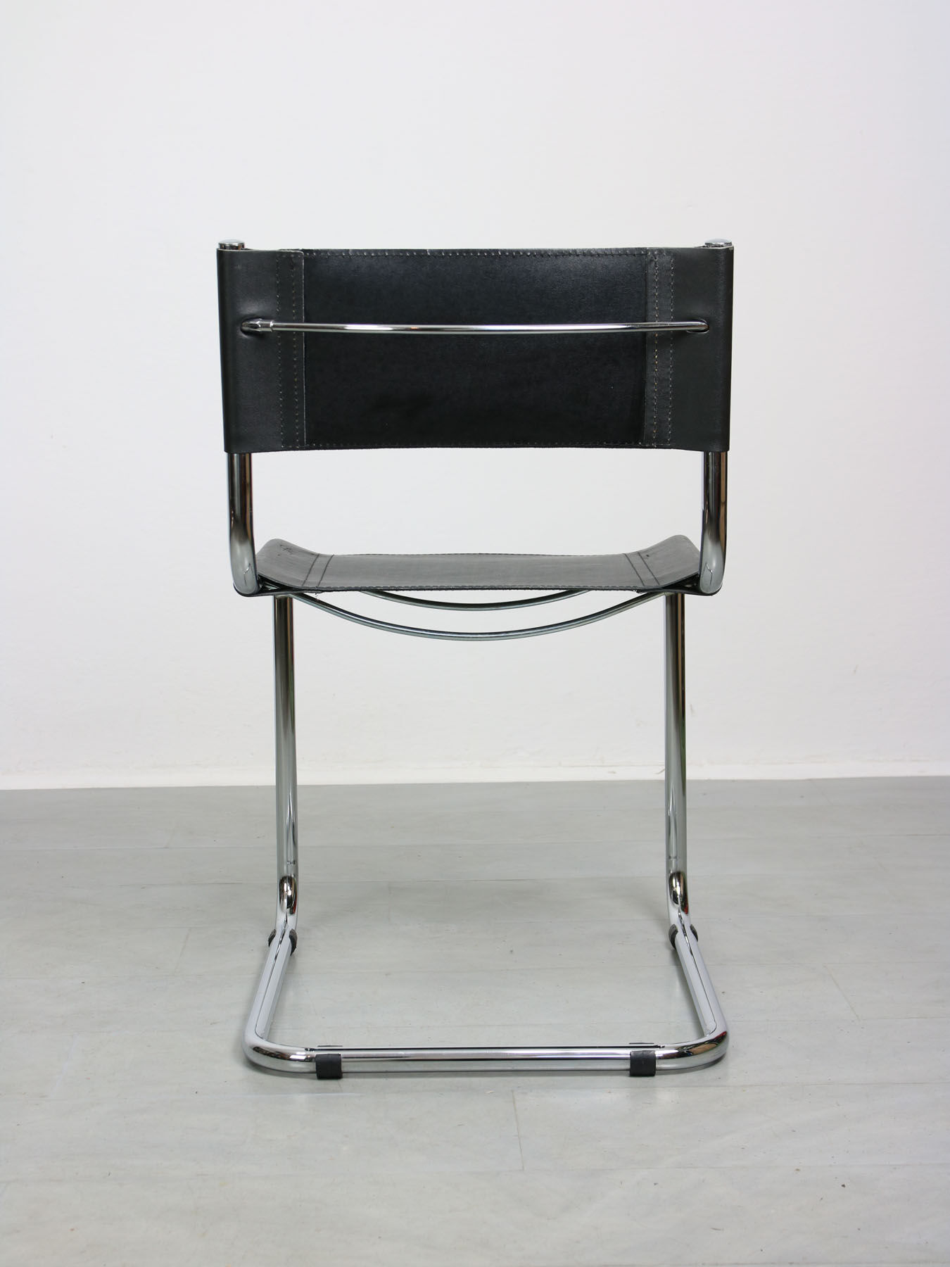 Vintage black leather bauhaus chair, italy