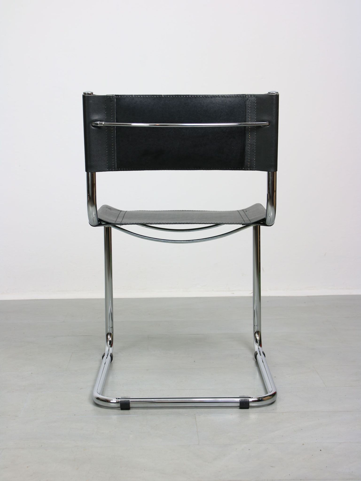 Vintage black leather bauhaus chair, italy